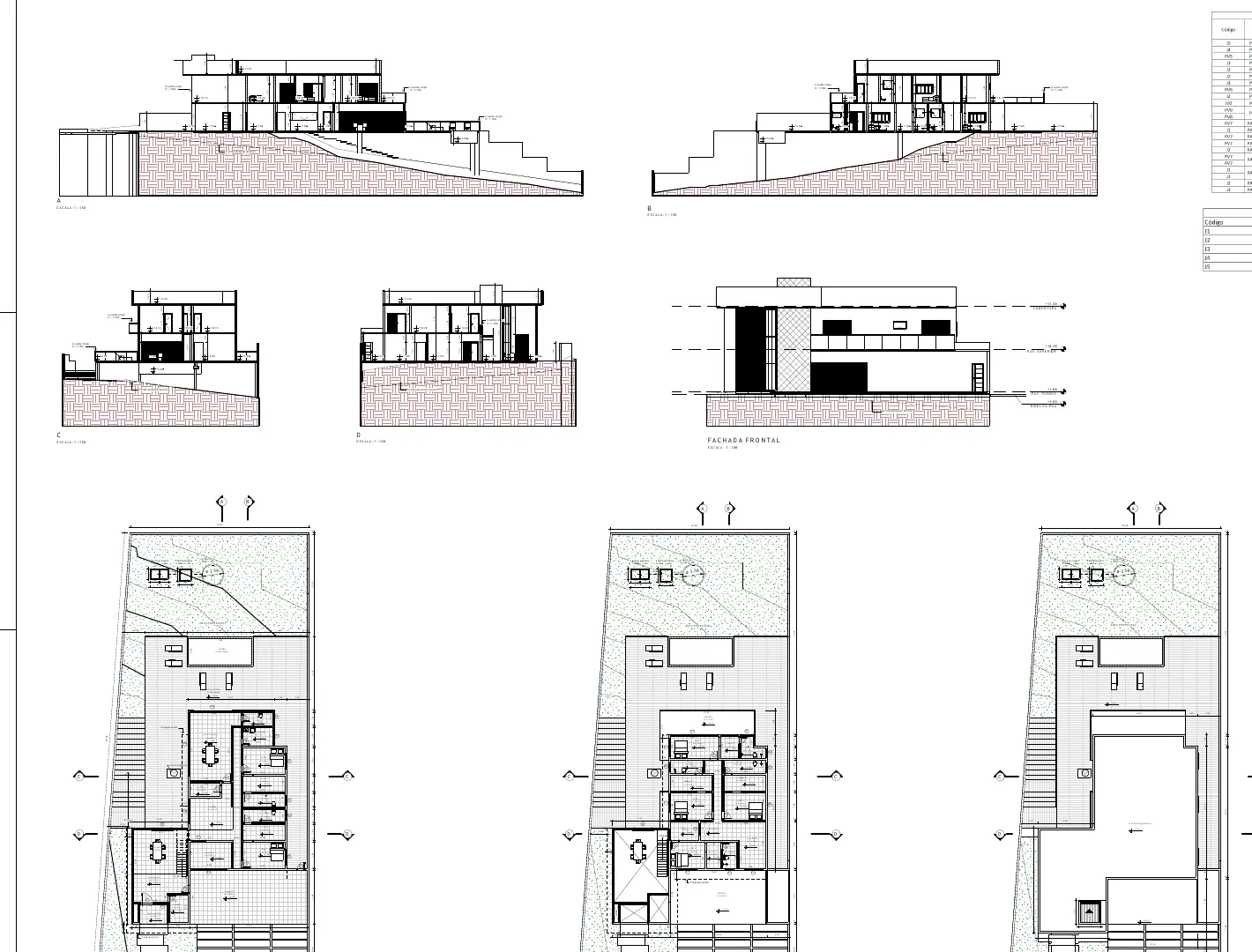 Prancha técnica de projeto arquitetônico